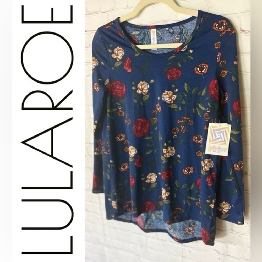 Lularoe NEW Lynnae Women's Blue Floral Top -S-